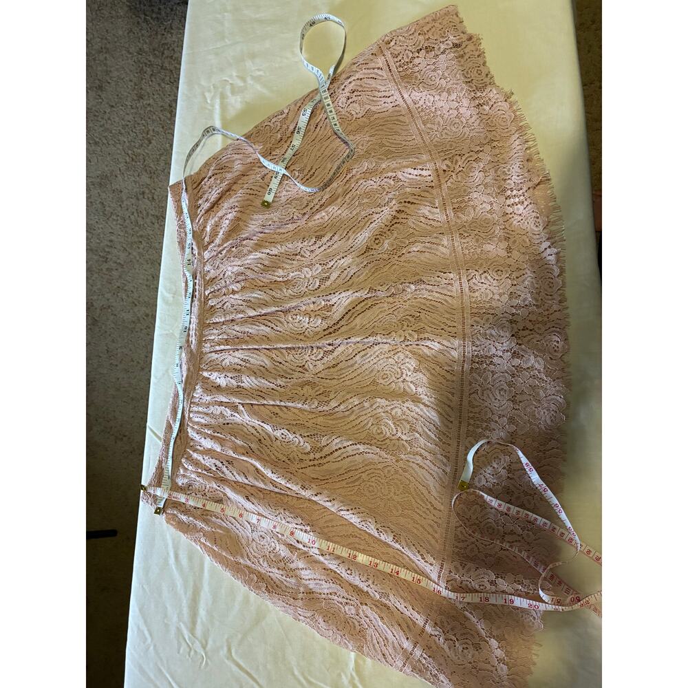XXL Lace Skirt rose blush A Line Elastic Waist Eyelash Hem Boho Cottagecore